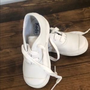 Leather toddler girl Keds tennis shoes